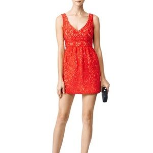 SHOSHANNA Red Lace Overlay Phoenix Mini Dress